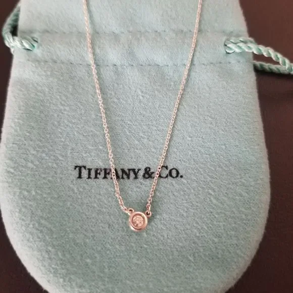 💙Tiffany & Co. Silver Necklace with Diamond Pendant🤍 - Picture 3 of 6